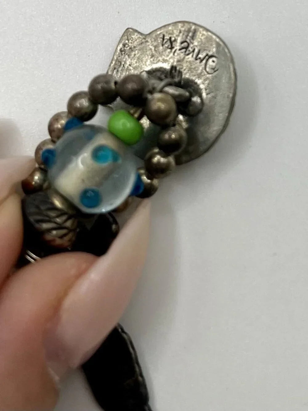 VTG Sterling Silver Charm Bracelet Artisan Lampwork Glass Beads Florida Shell